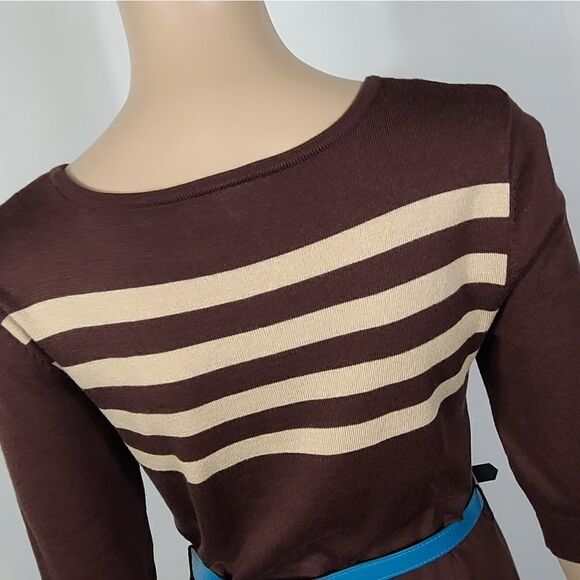 Allison Brittney Striped Sweater Dress With Belt - Picture 5 of 11